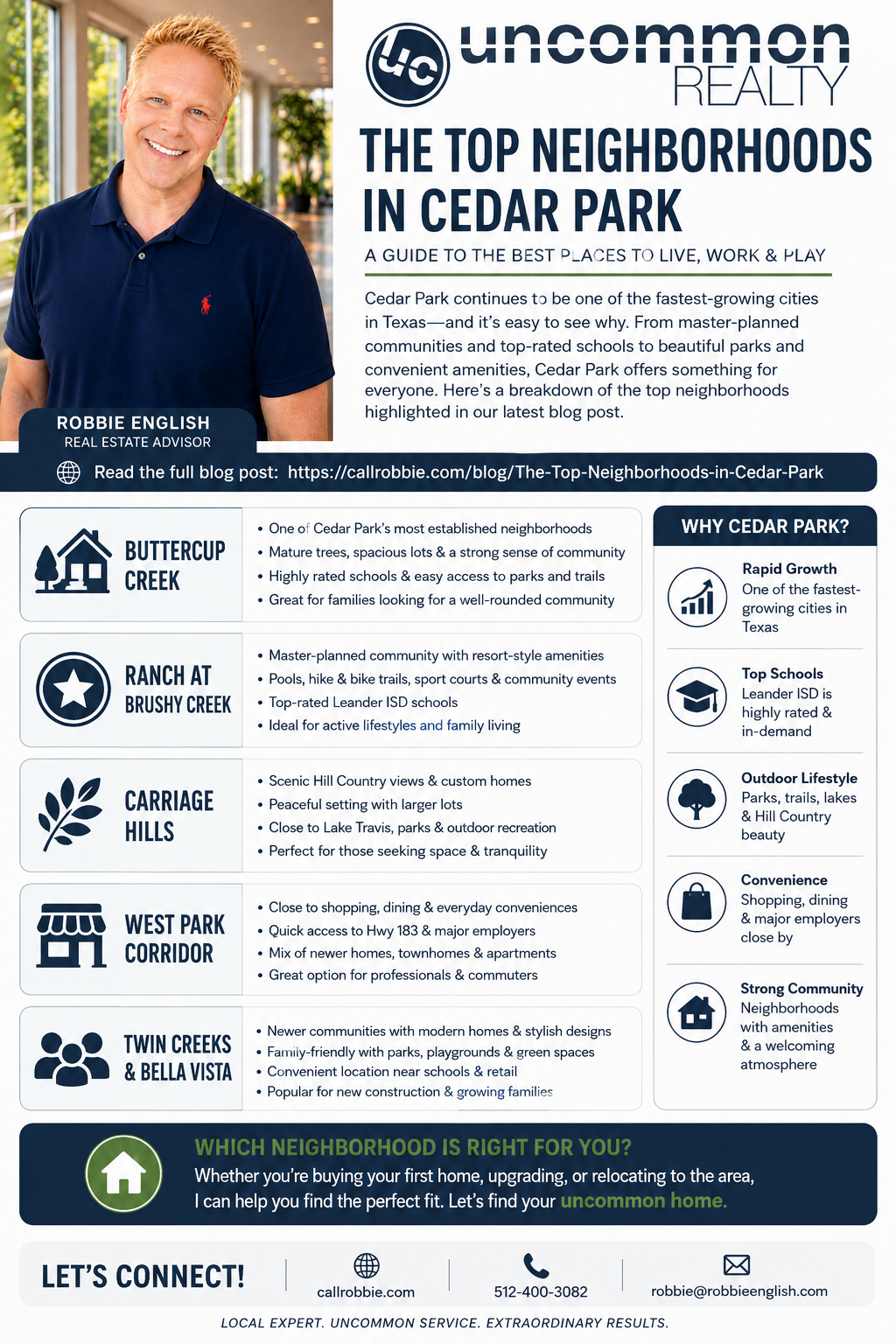 infographic The Top Neighborhoods in Cedar Park