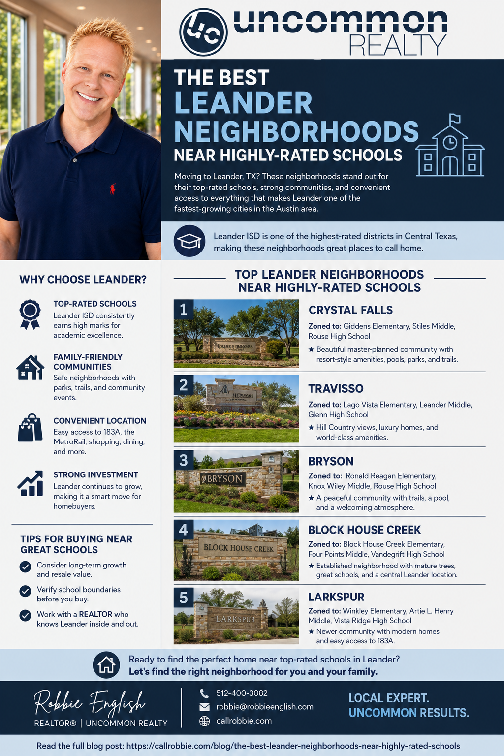 infographic The Best Leander Neighborhoods Near Highly Rated Schools