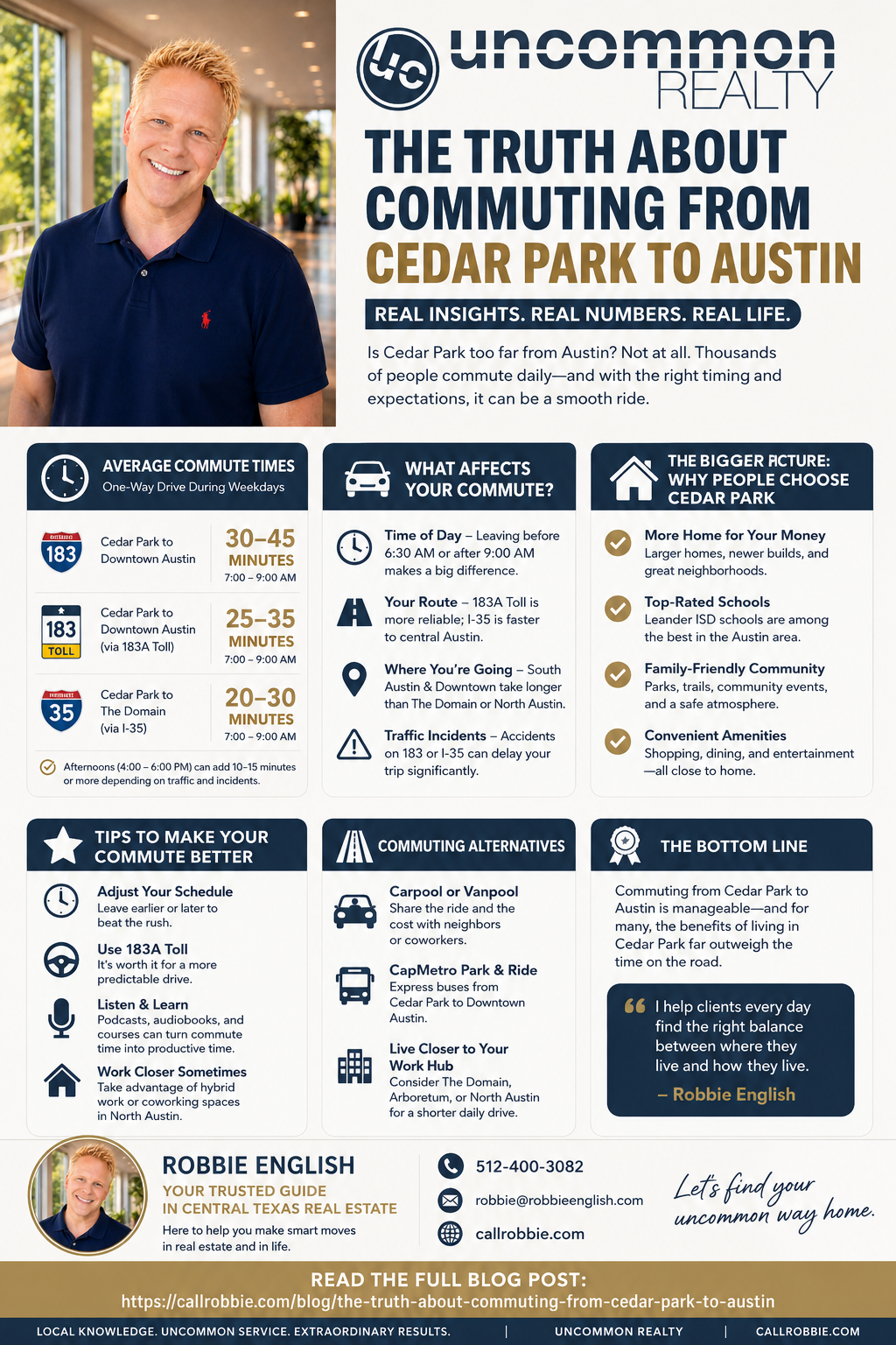 infographic The Truth About Commuting From Cedar Park to Austin