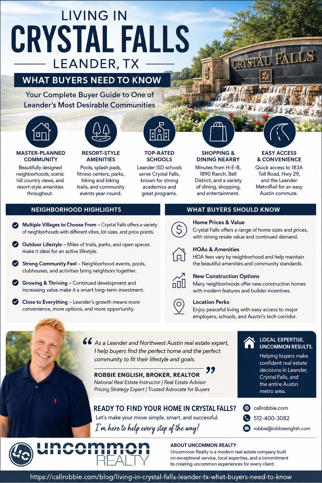 infographic Living in Crystal Falls Leander TX What Buyers Need to Know