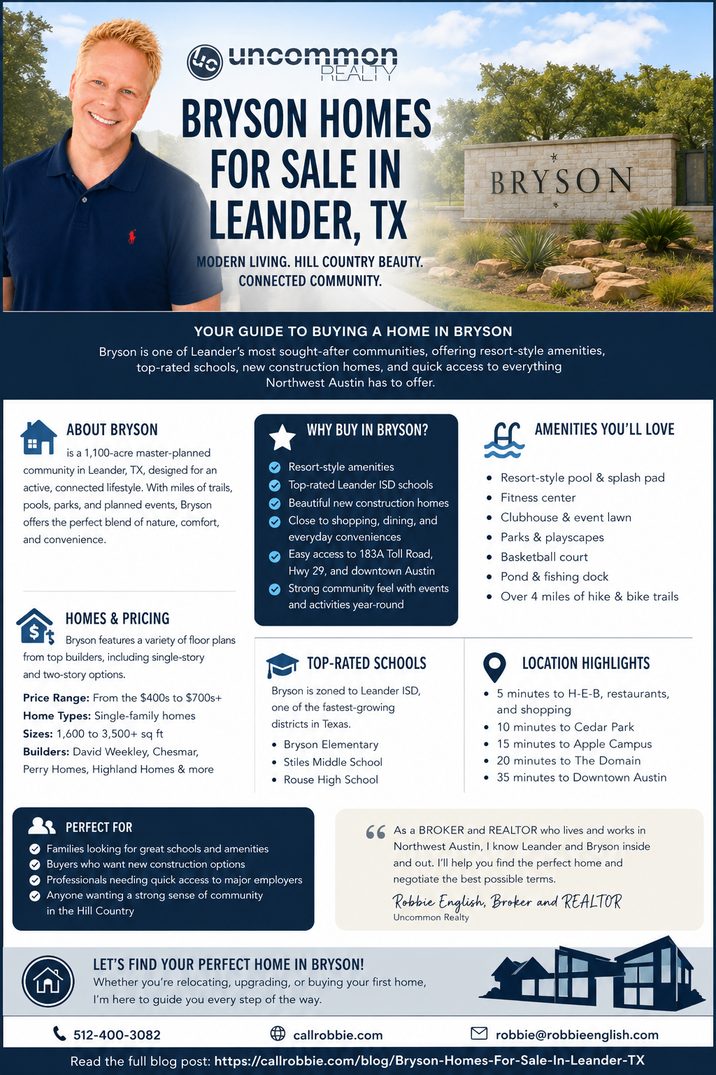 infographic Bryson Homes For Sale In Leander TX