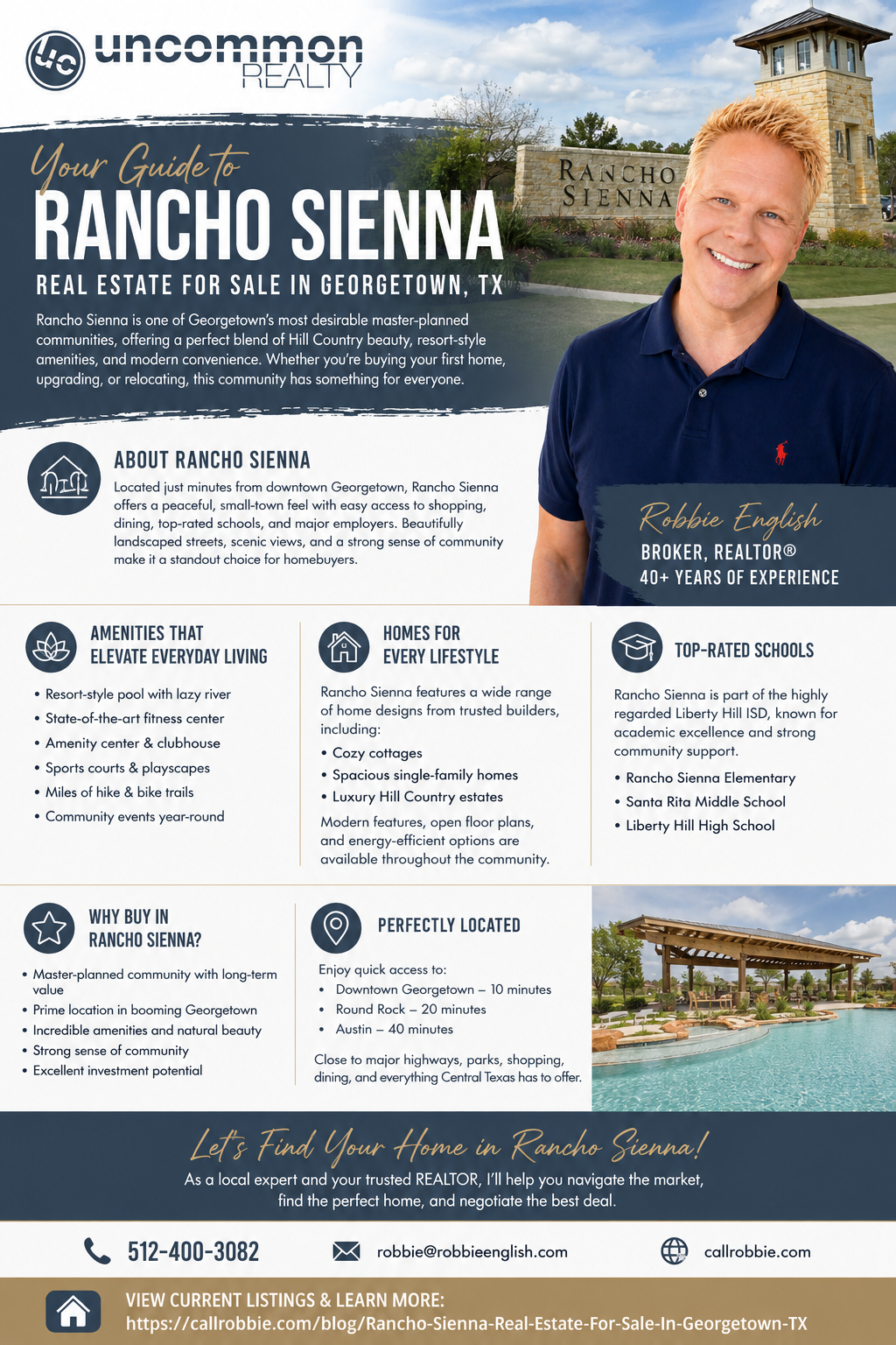 infographic Rancho Sienna Real Estate For Sale In Georgetown TX