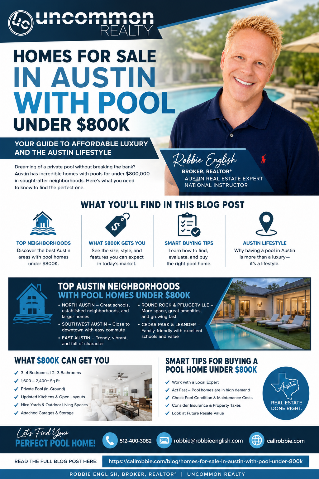 infographic Homes For Sale In Austin With Pool Under $800K