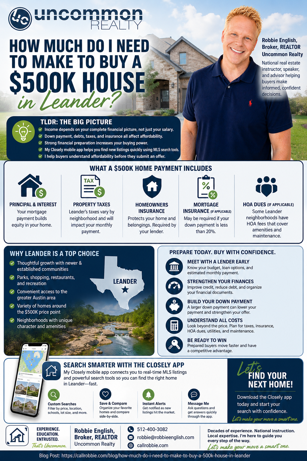 infographic How Much Do I Need to Make to Buy a $500K House in Leander?