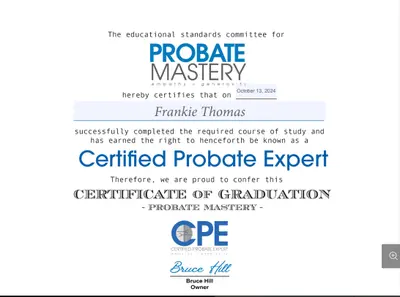 Probate certificate 