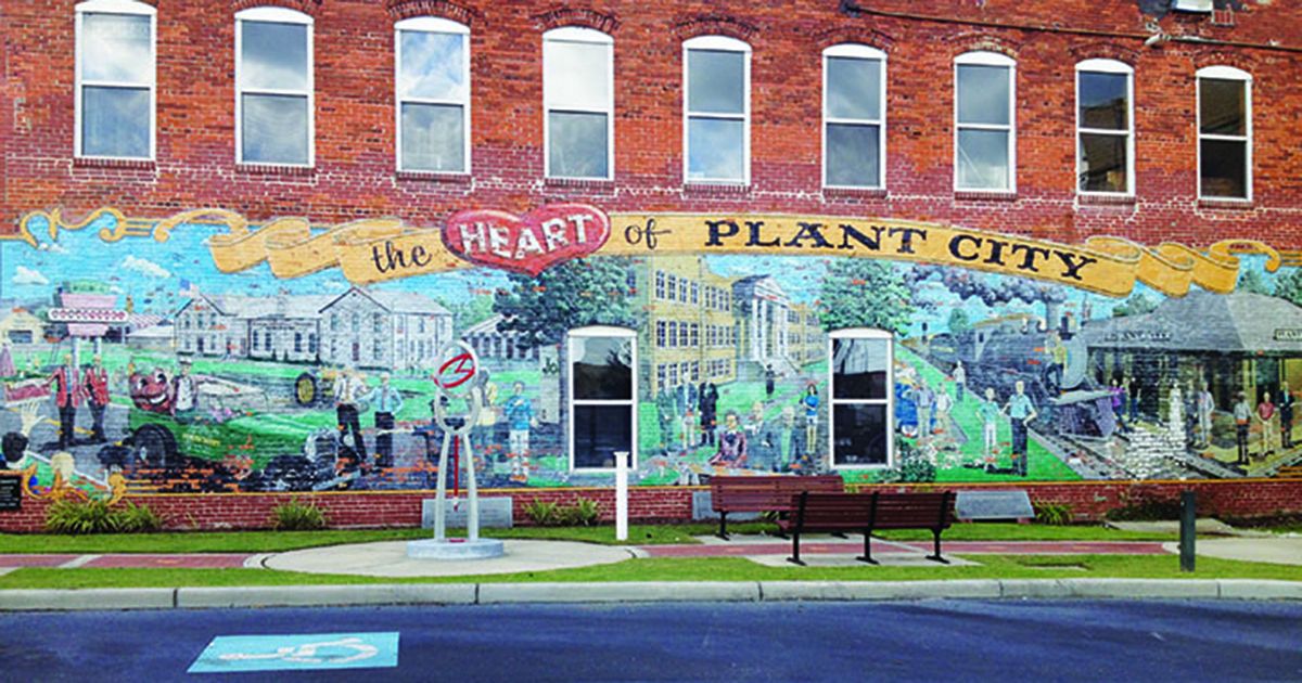 The Heart of Plant City historic mural on a brick building in downtown Plant City Florida Hillsborough County