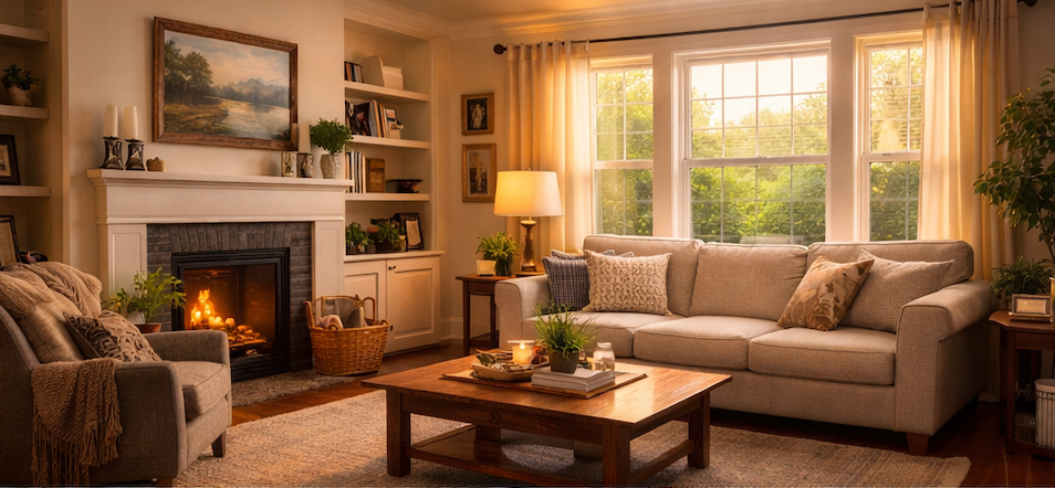 A cozy living room in Fayetteville, NC