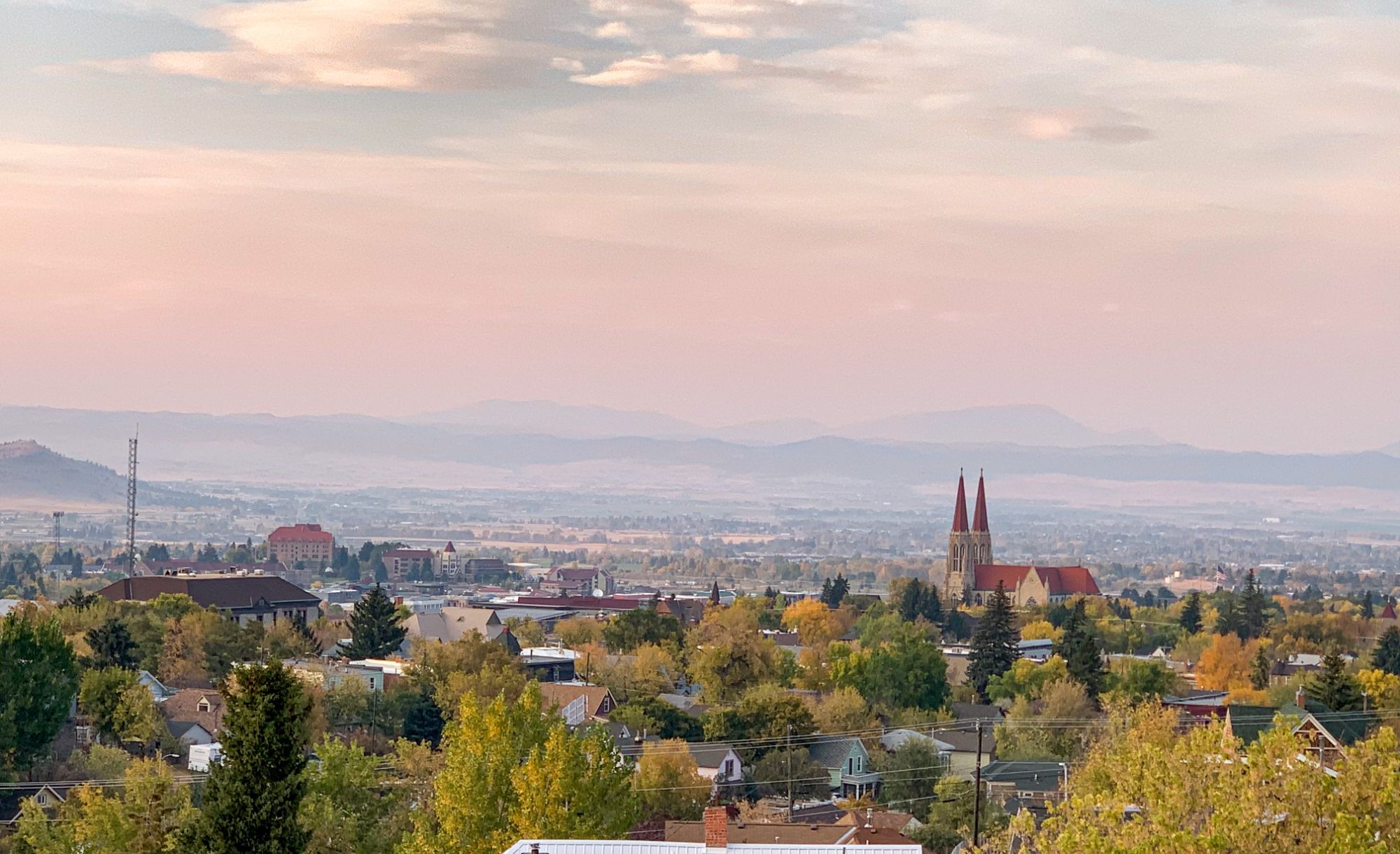 View across Helena, Montana, with historic homes and Mount Helena in the distance