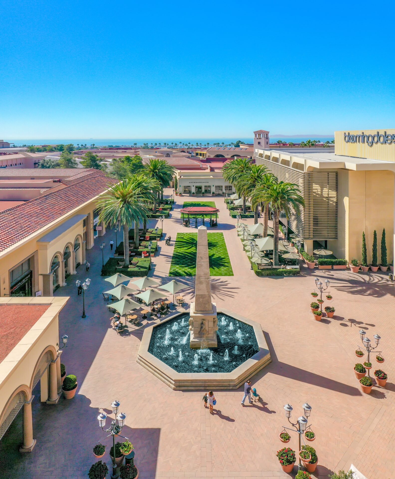 Fashion Island courtyard and fountain in Newport Center, Newport Beach