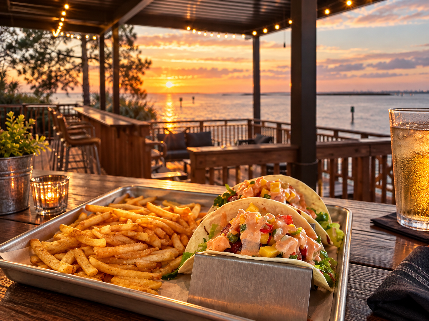 Sunset dining on Mobile Bay