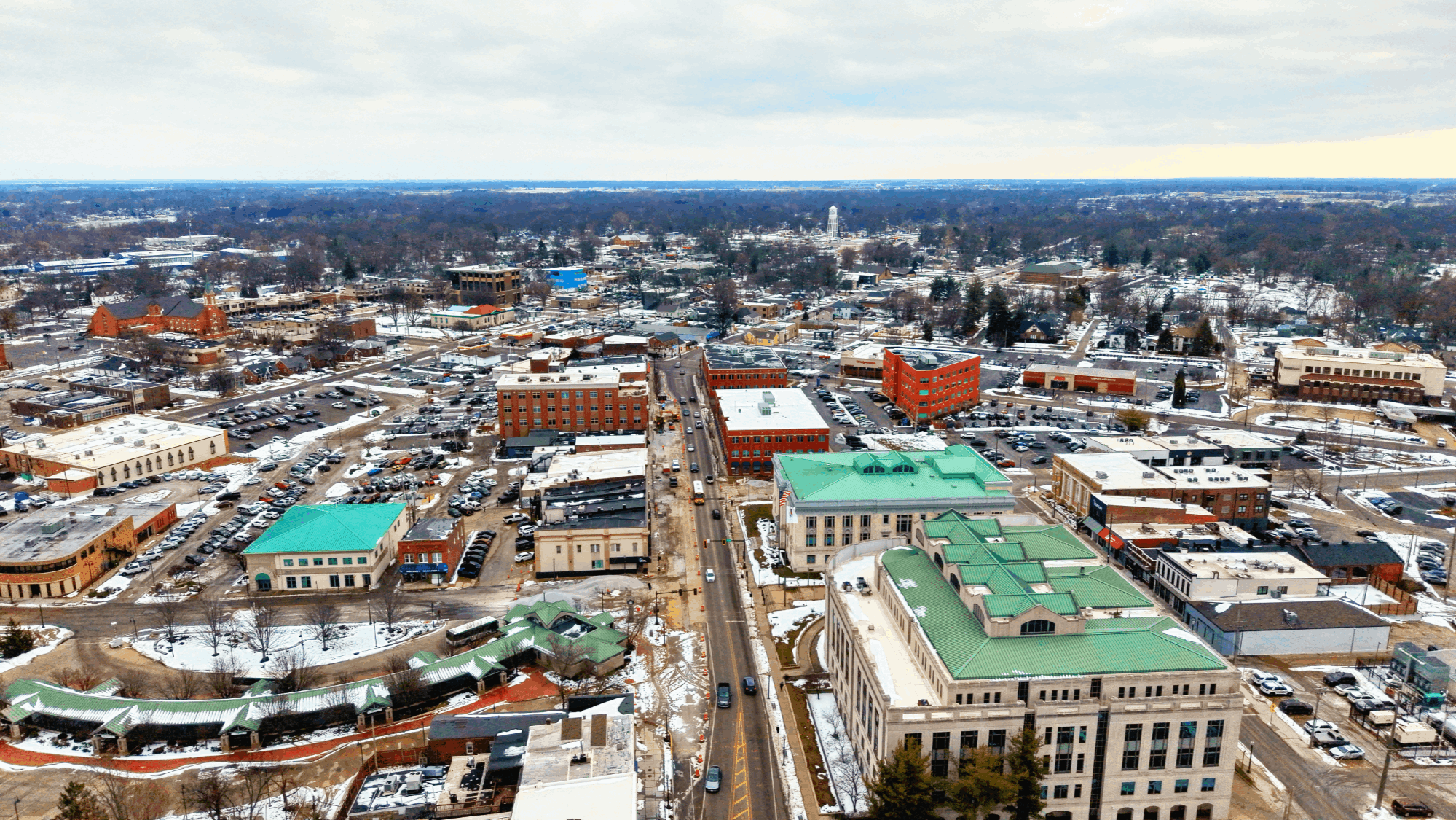 edwardsville city drone shot