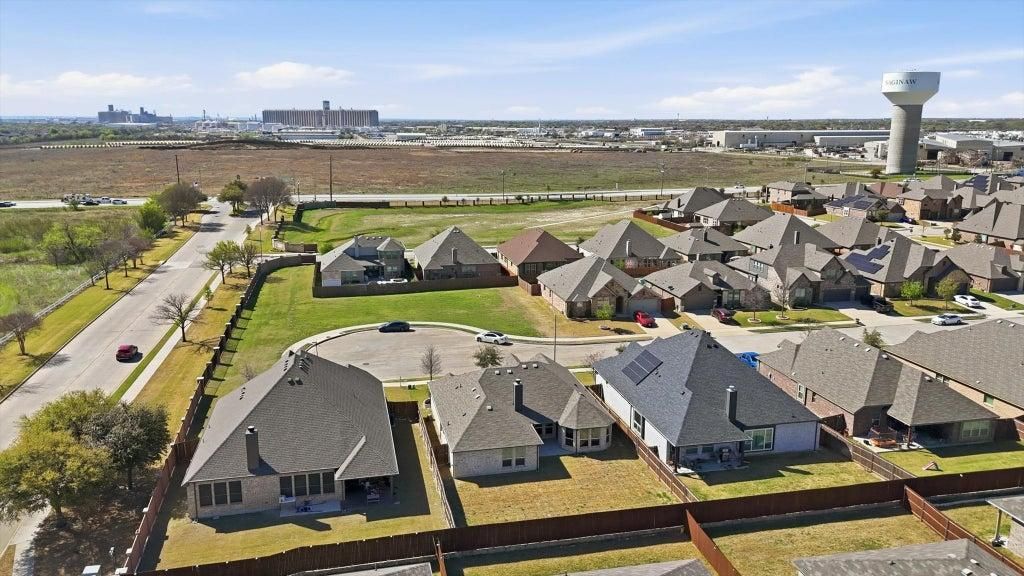 Aerial view of Saginaw, Texas neighborhoods showcasing suburban communities, tree-lined streets, and convenient Fort Worth area living.