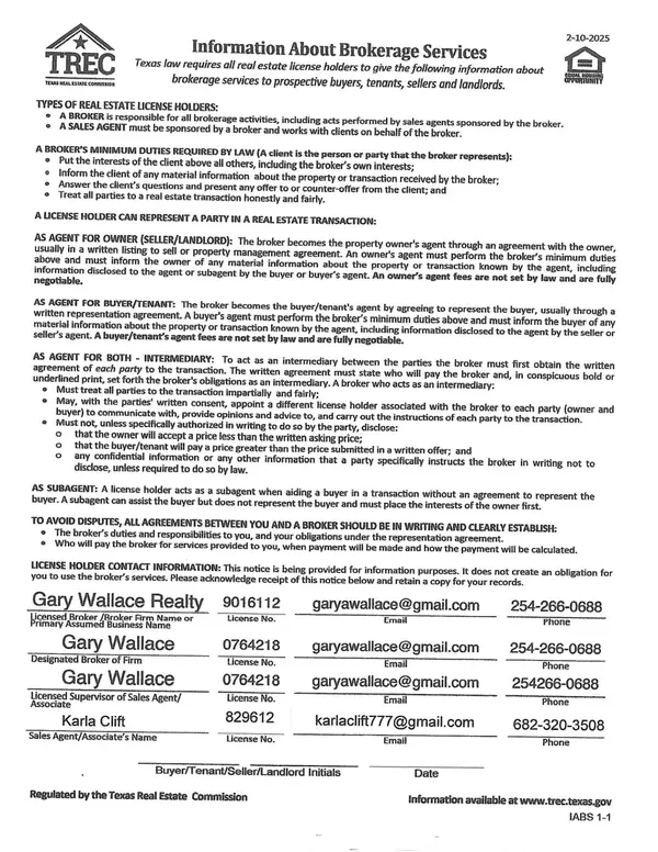 Information About Our Brokerage Services,Karla Clift
