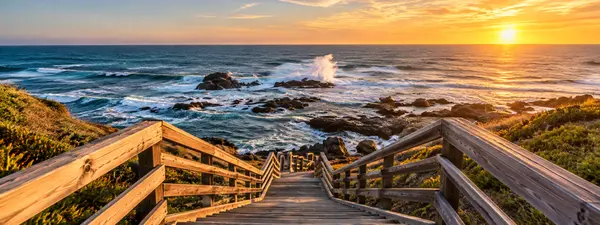 Golden Stairway to a Coastal Sunset