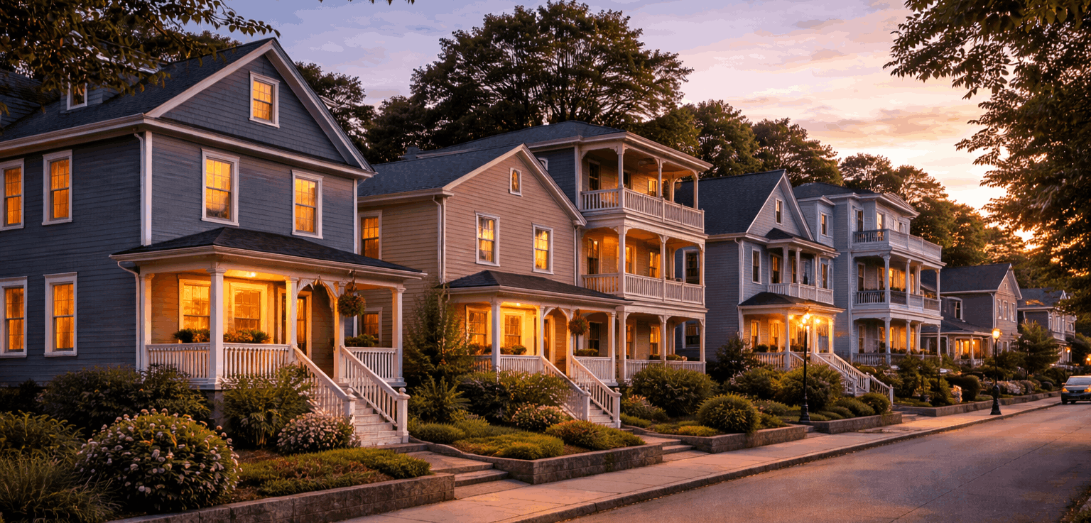 Triple-decker and single family homes in Hyde Park Boston Massachusetts