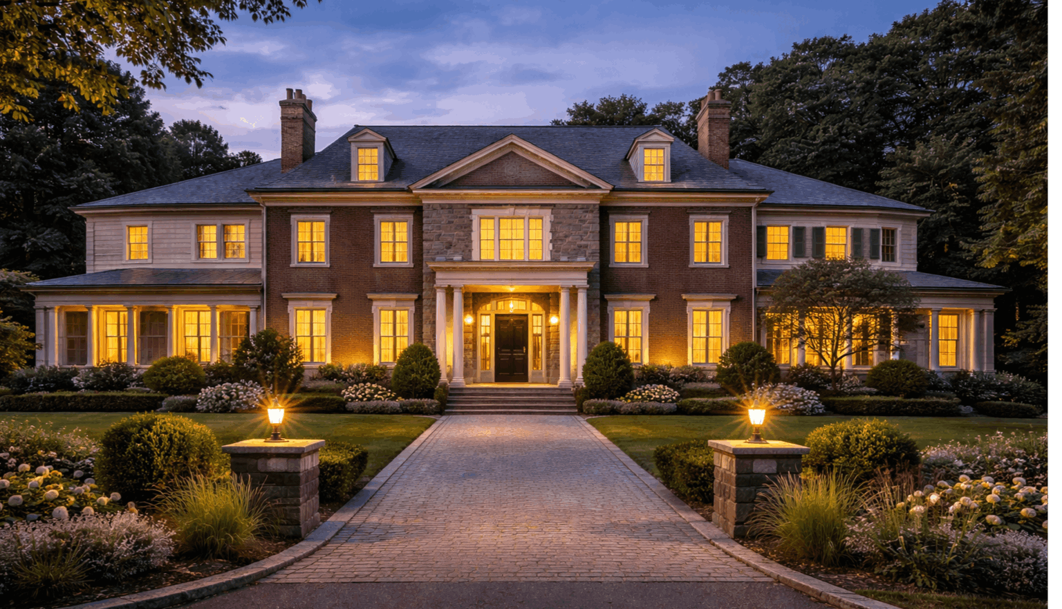 Large colonial style luxury home in Newton Massachusetts