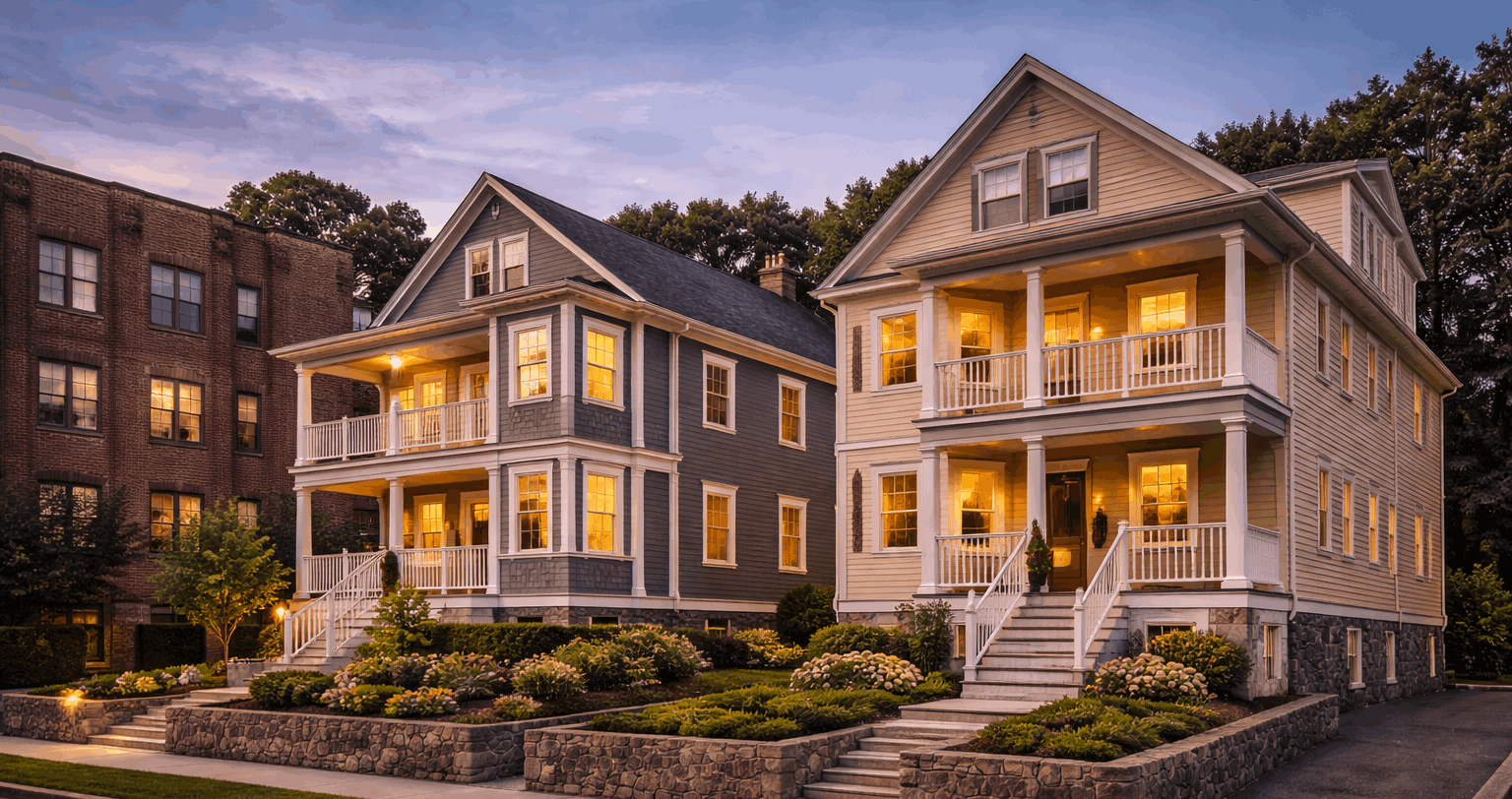 Renovated two-family and multifamily homes in Medford Massachusetts