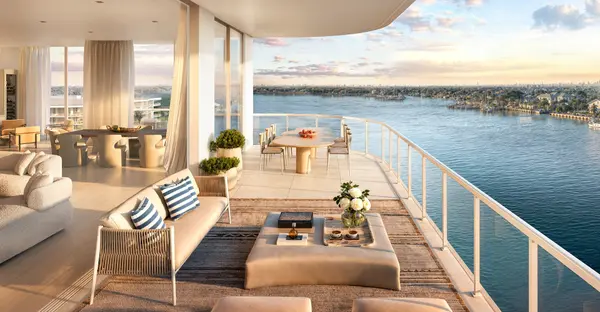 Rendering of a residence terrace overlooking the Intracoastal at The Ritz-Carlton Residences, Palm Beach Gardens