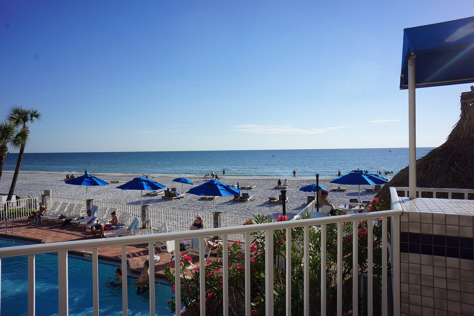 Beach with umbrellas at Indian Rocks Beach near Seminole