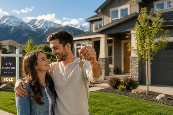 Colorado first-time home buyers receiving the keys to their new home after closing.