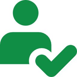 Person with check icon: head circle and small check; replaceable image for the Sign Up section.