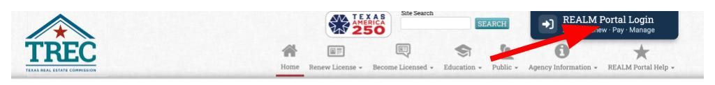 Example of TREC REALM portal button on TREC homepage