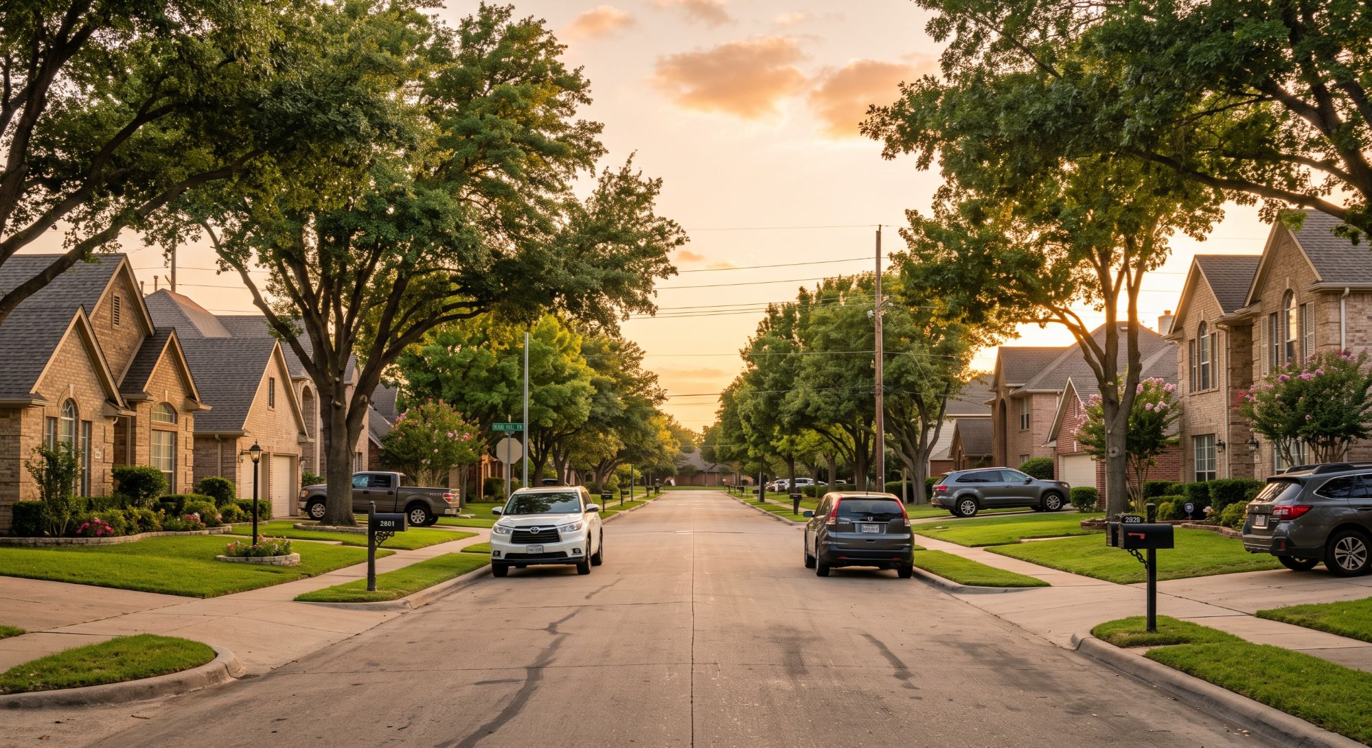 Established residential street in Plano, Texas, with no vacant lots for new construction