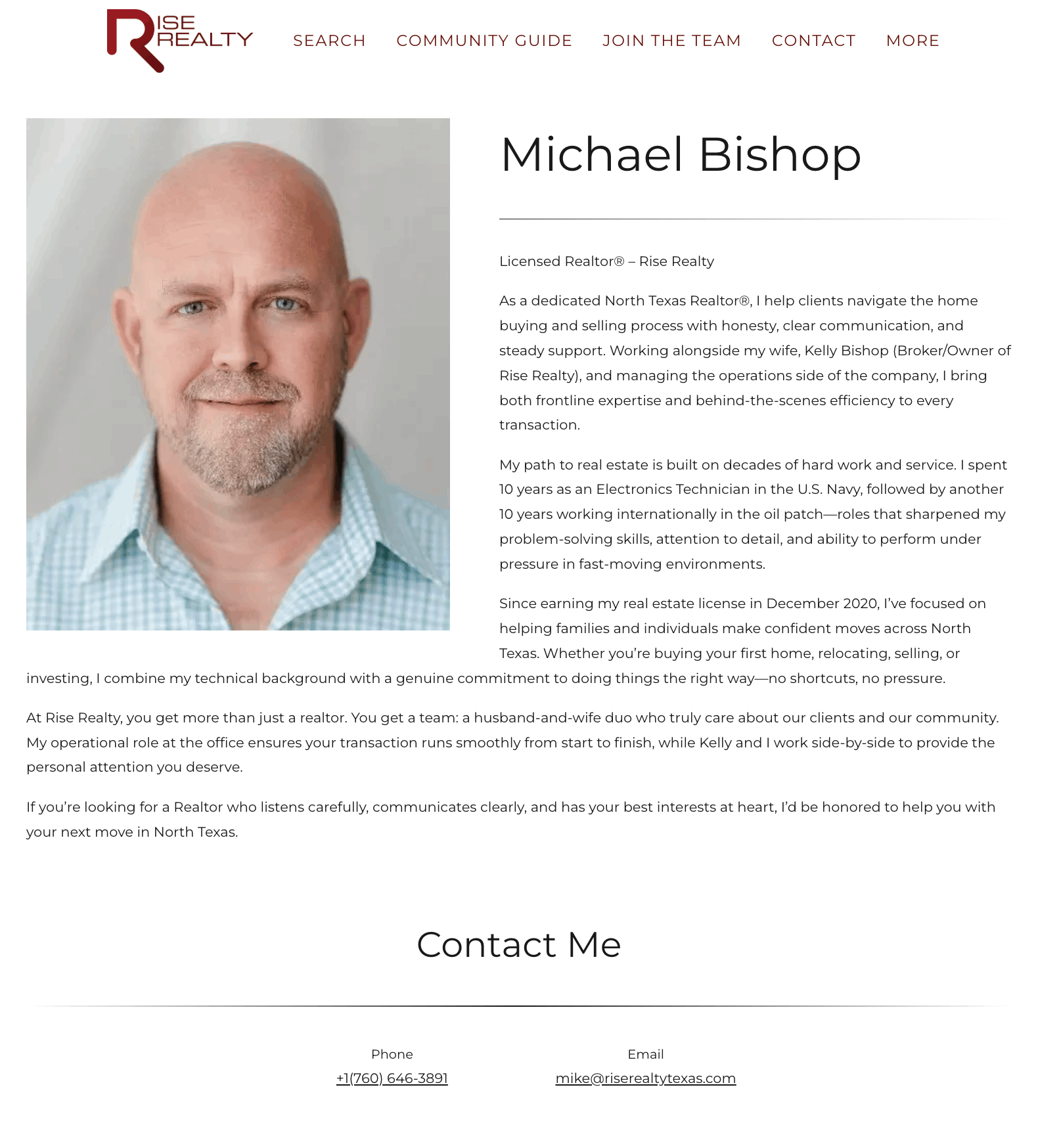 Sample Rise Realty Texas agent profile