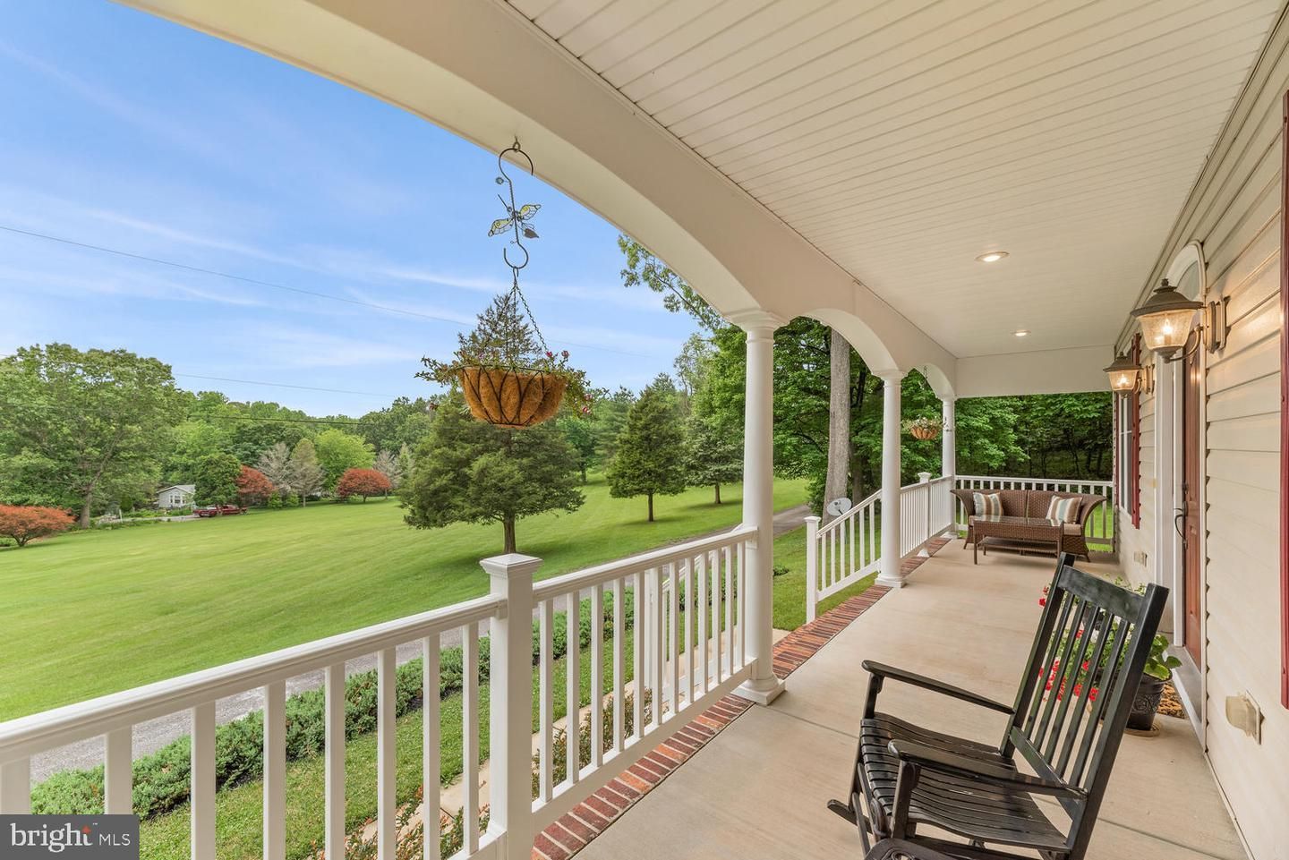 A welcoming covered porch at a Finksburg home