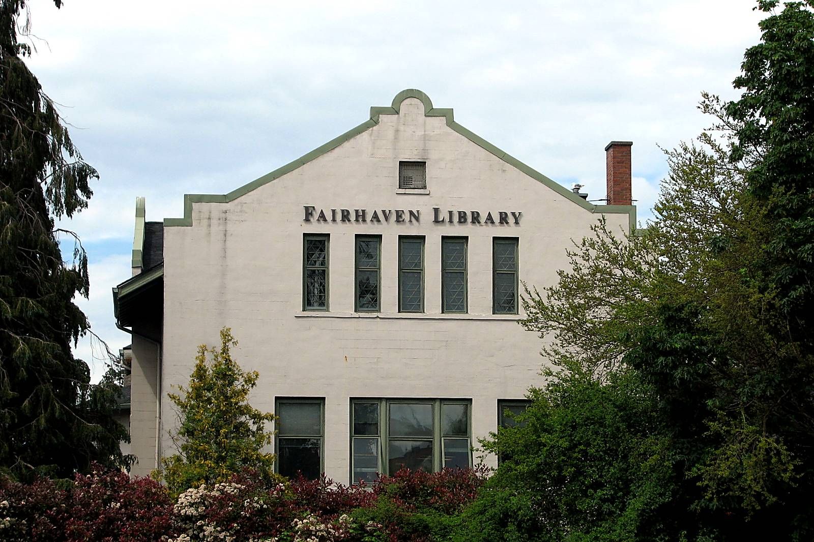 The historic Fairhaven Library on 12th Street in the Fairhaven district of Bellingham WA