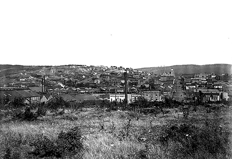 Fairhaven, Washington photographed in 1900, showing the young townsite that is now the Fairhaven historic district of Bellingham WA