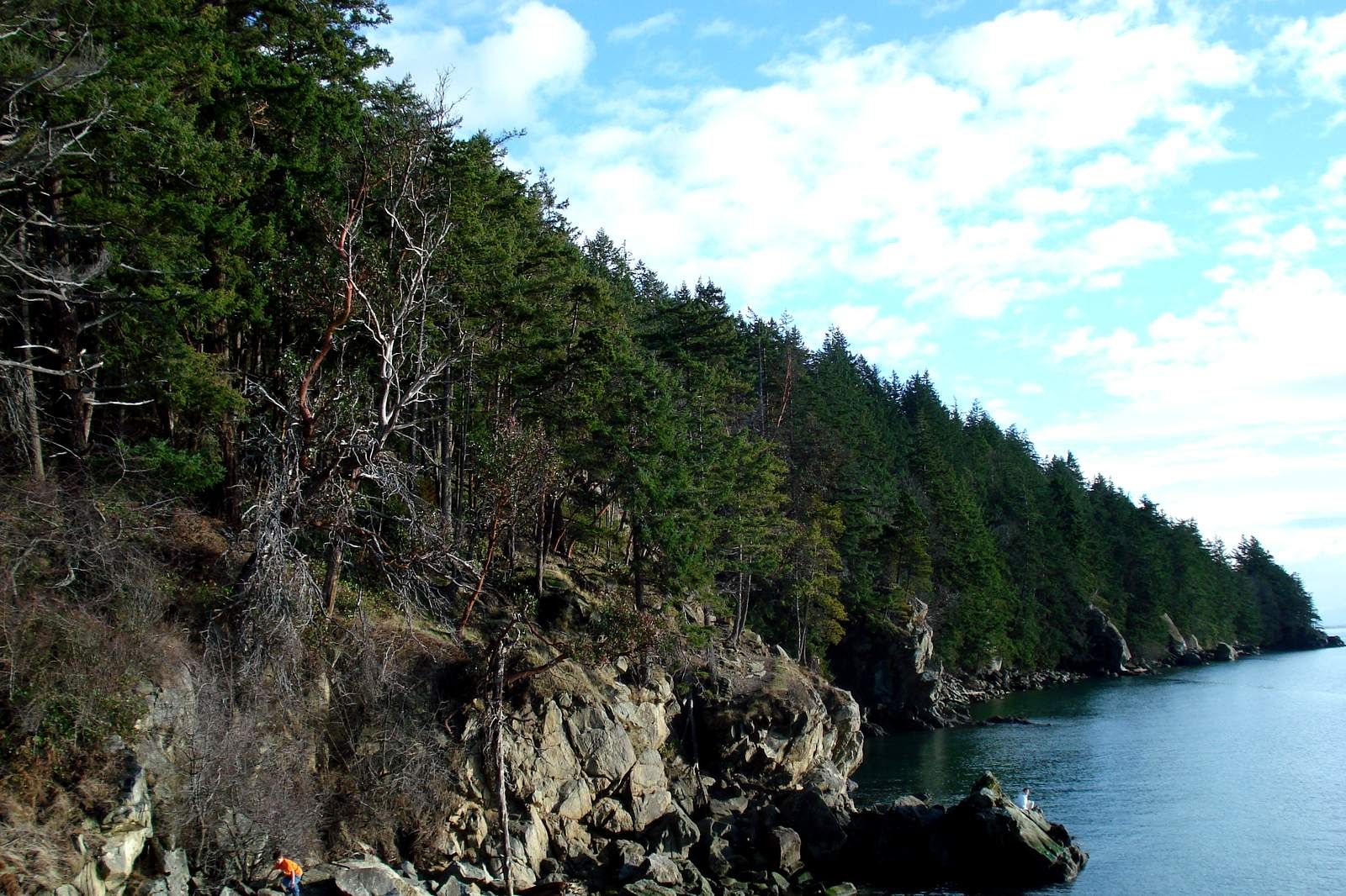 Rocky Samish Bay coastline at Larrabee State Park on Chuckanut Drive near Bellingham, WA