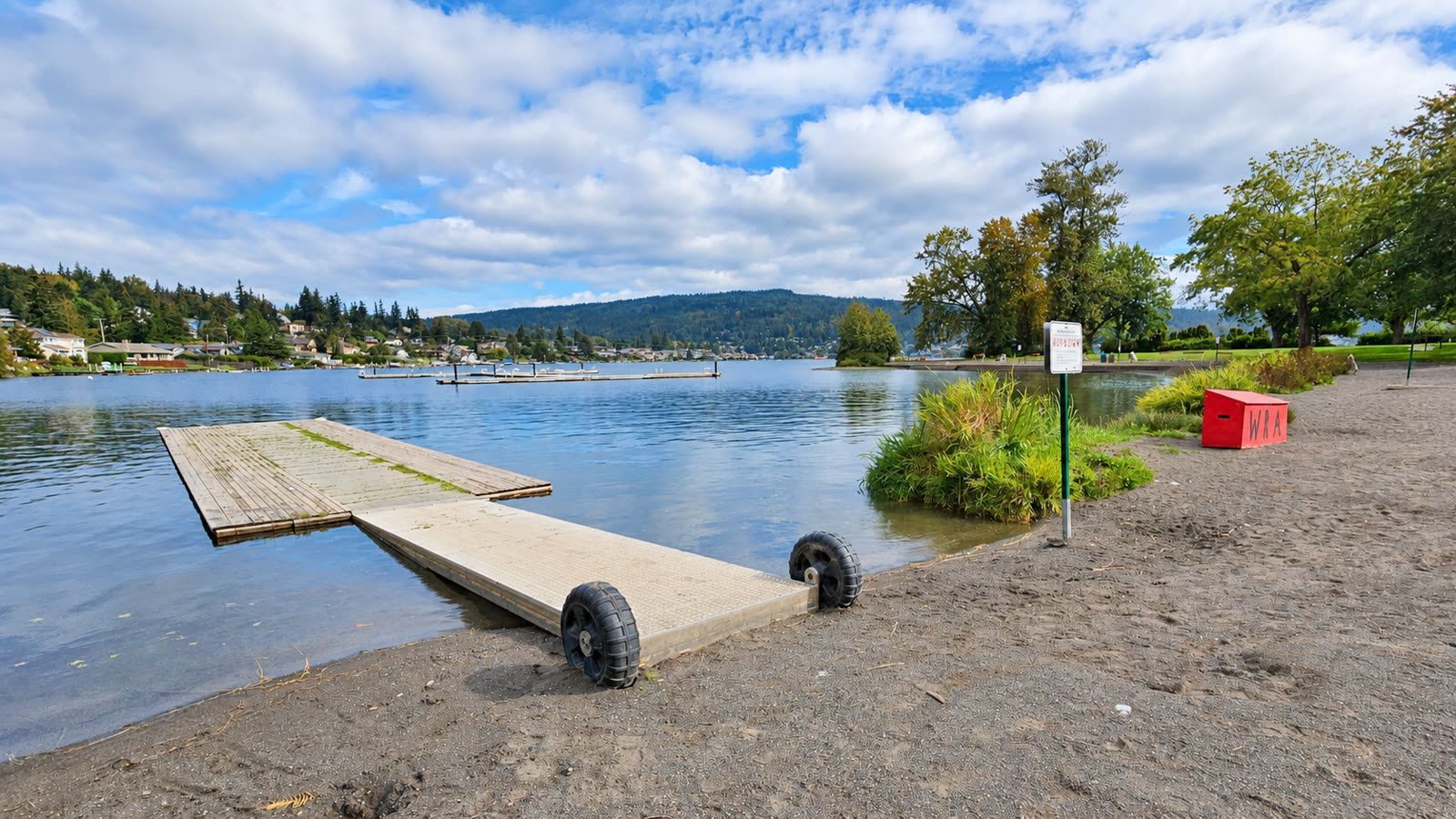 The swim dock at Bloedel Donovan Park on Lake Whatcom in Silver Beach