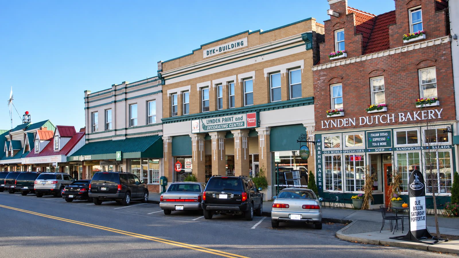 Downtown Lynden, WA, including the Lynden Dutch Bakery