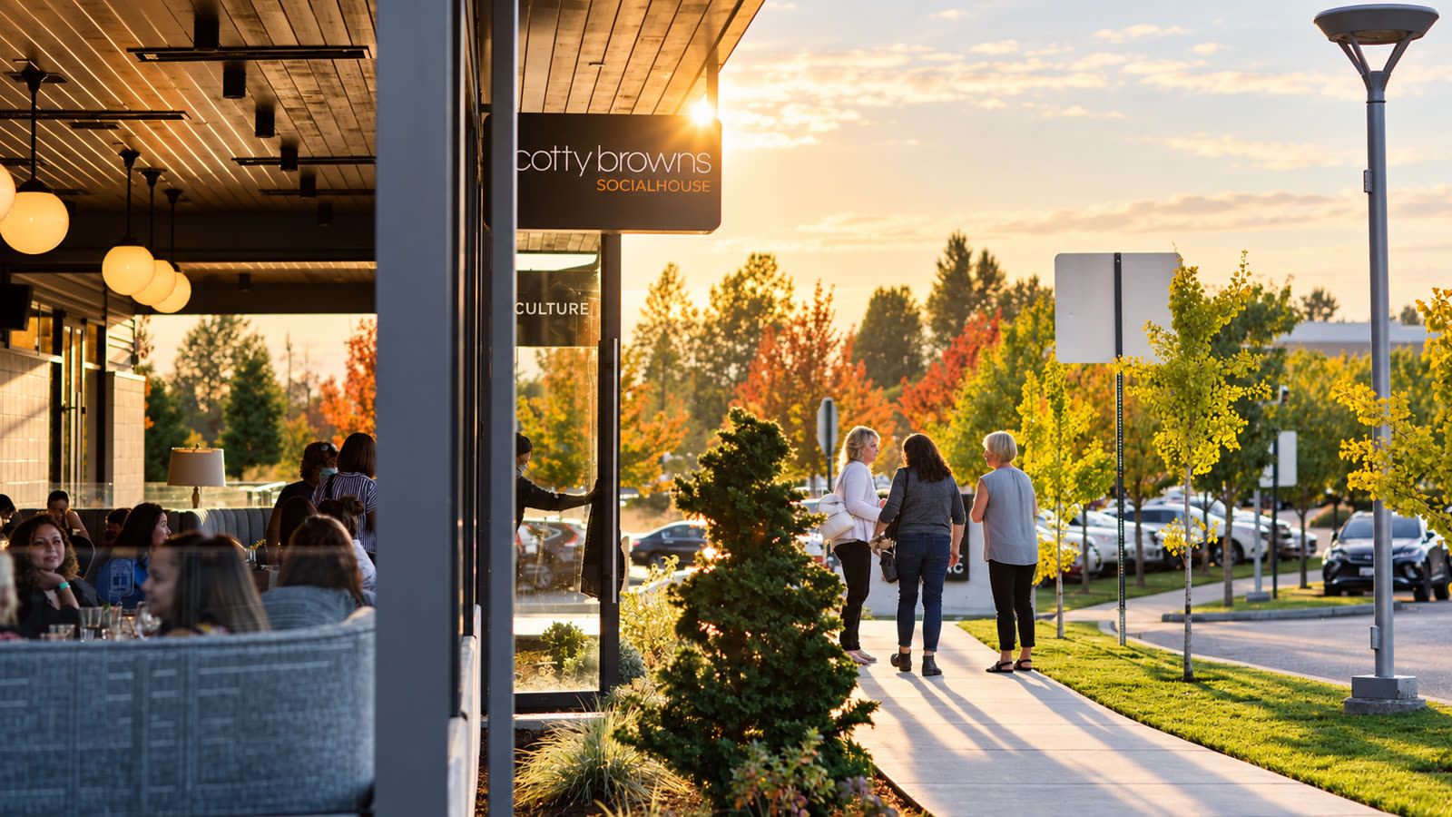 Barkley Village in Bellingham at golden hour