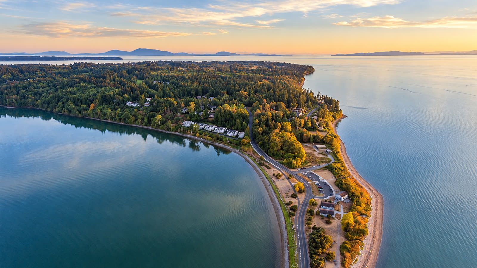 Aerial view of Semiahmoo Spit near Blaine, WA