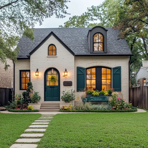 A-beautiful-small-cottage-with-a-stone-facade-neatly-trimmed-hedges-and-a-welcoming-pathway-leading-to-the-entrance