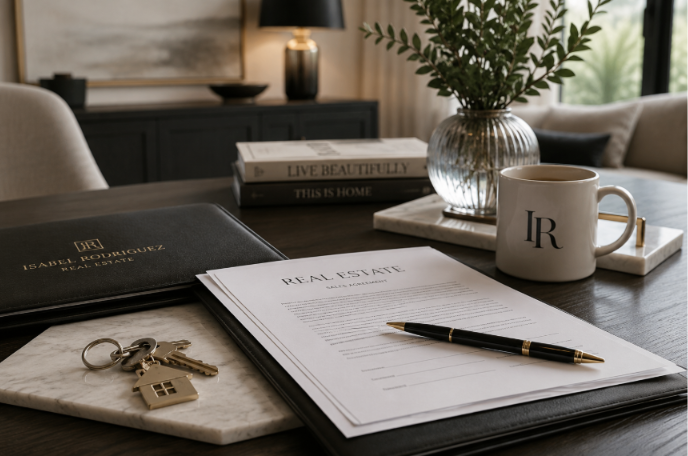Professional real estate consultation workspace with property documents and house keys, representing expert guidance for homeowners navigating divorce real estate, probate sales, and relocation in San Antonio, Texas.