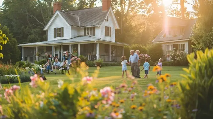 family-garden-gathering-stockcake