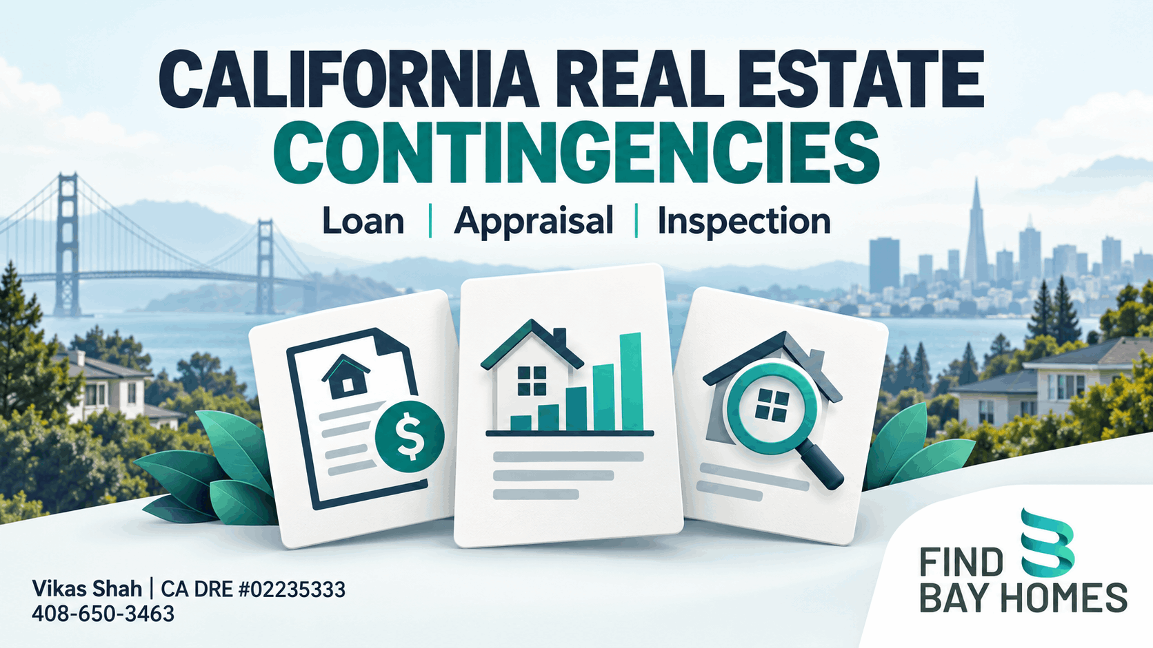 California real estate contingencies: loan, appraisal and inspection guide by Vikas Shah, CA DRE 02235333