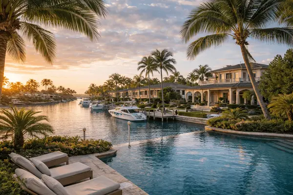 Naples waterfront homes and boating lifestyle near Aqualane Shores