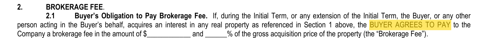 ERS Section 2.2 — unrepresented buyer fee added