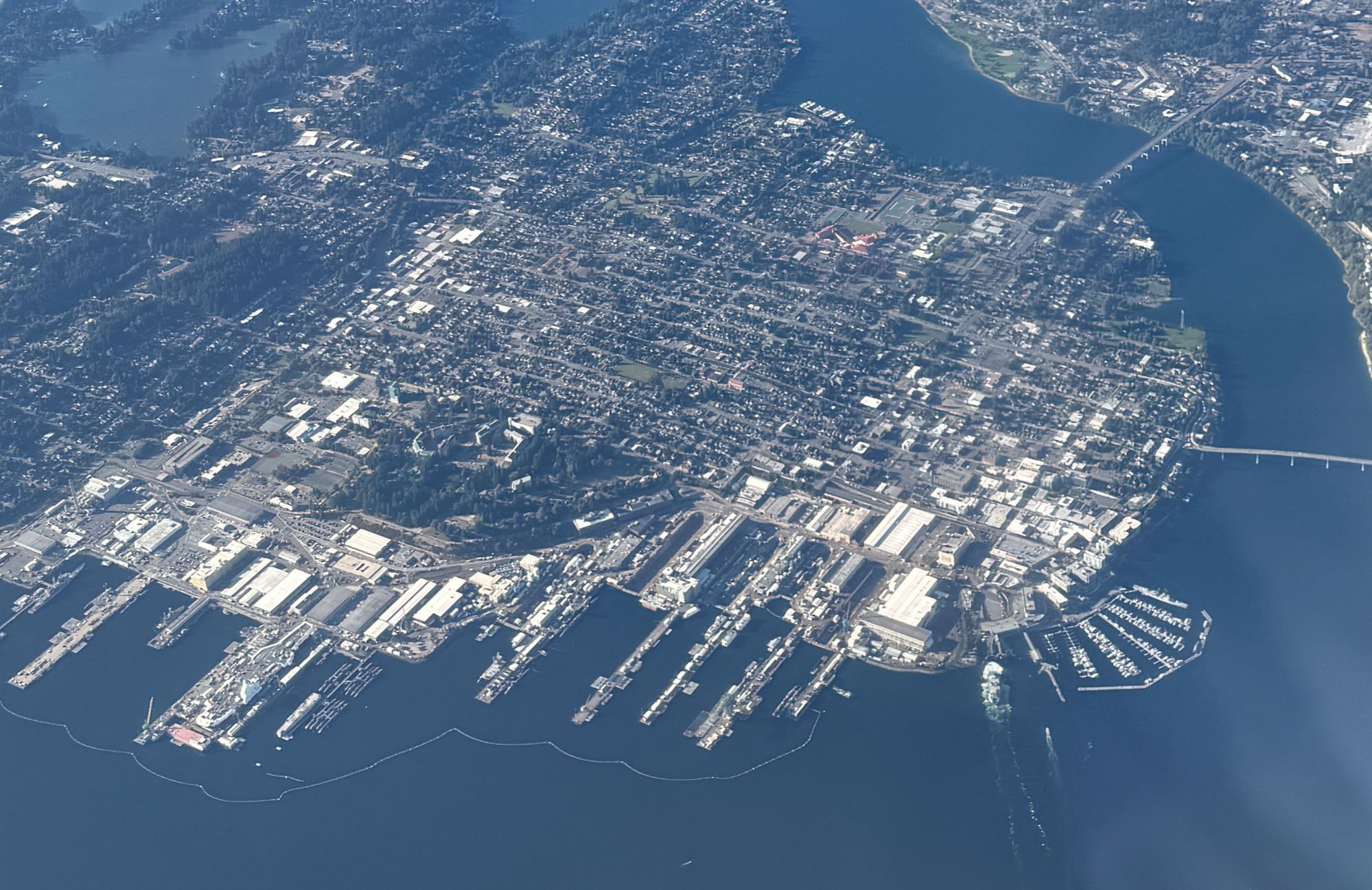 Aerial View of Bremerton, WA and Puget Sound Naval Shipyard