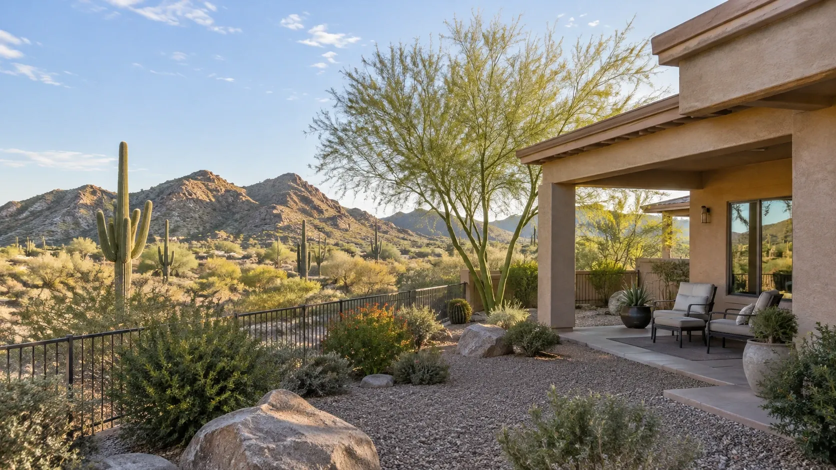 Boulder Mountain Highlands gated community in Northeast Mesa, Arizona, with desert landscape and mountain views