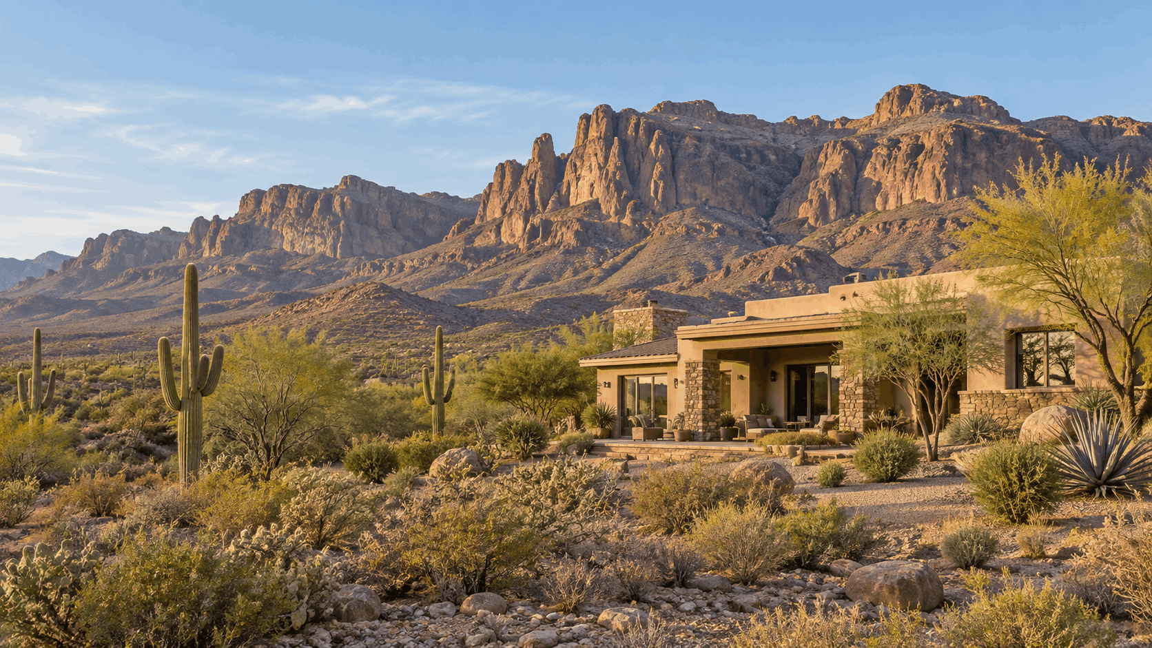 Custom home with Superstition Mountain views in Superstition Highlands, Apache Junction, Arizona