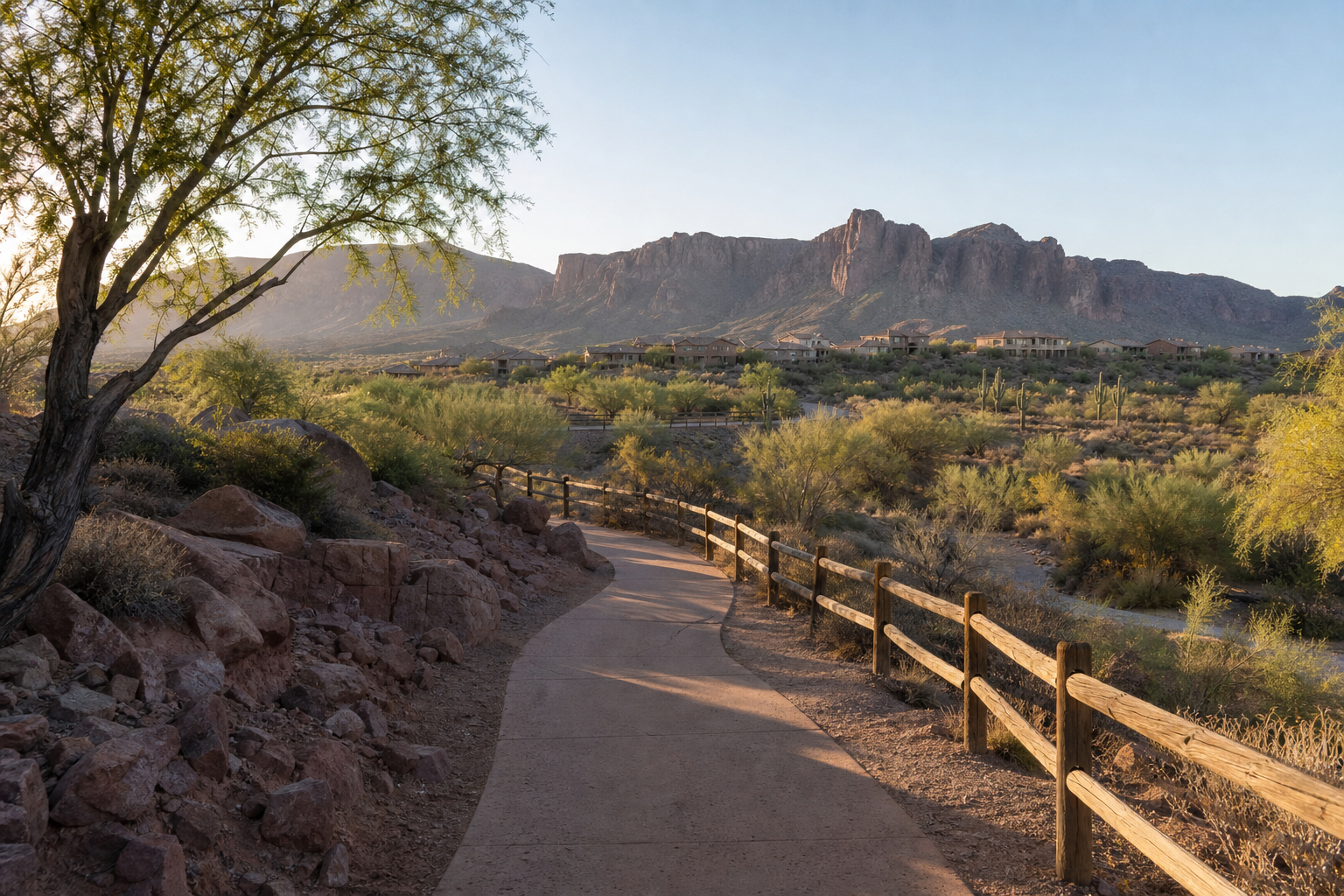 Apache Junction Arizona home with the Superstition Mountains in the background