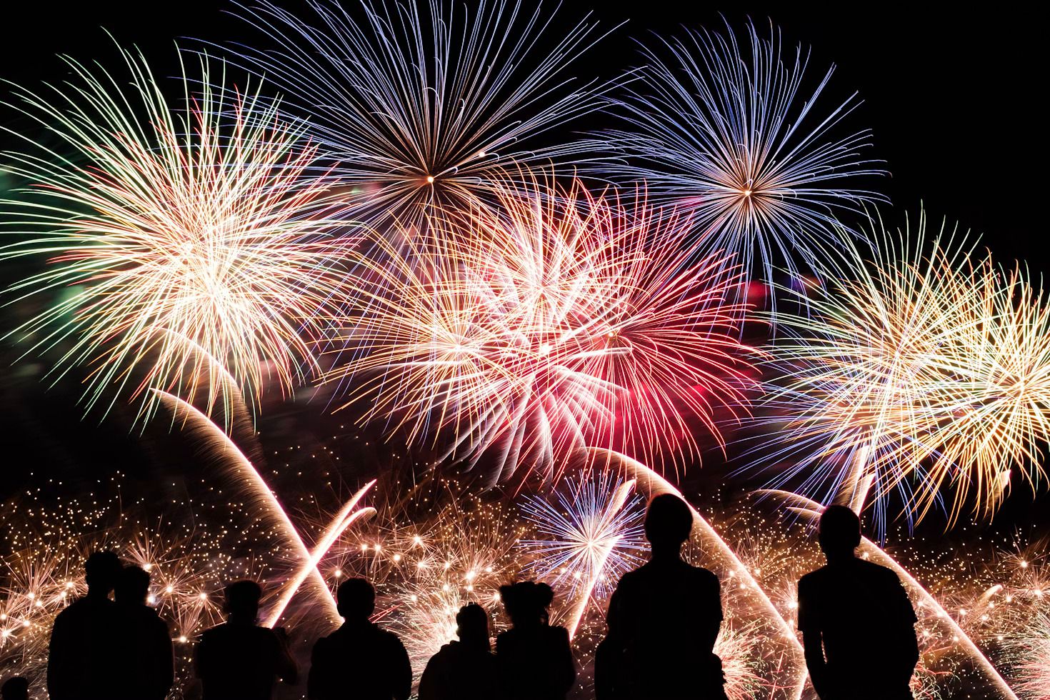 4th of July fireworks lighting up the sky over Mesa, Arizona in the East Valley