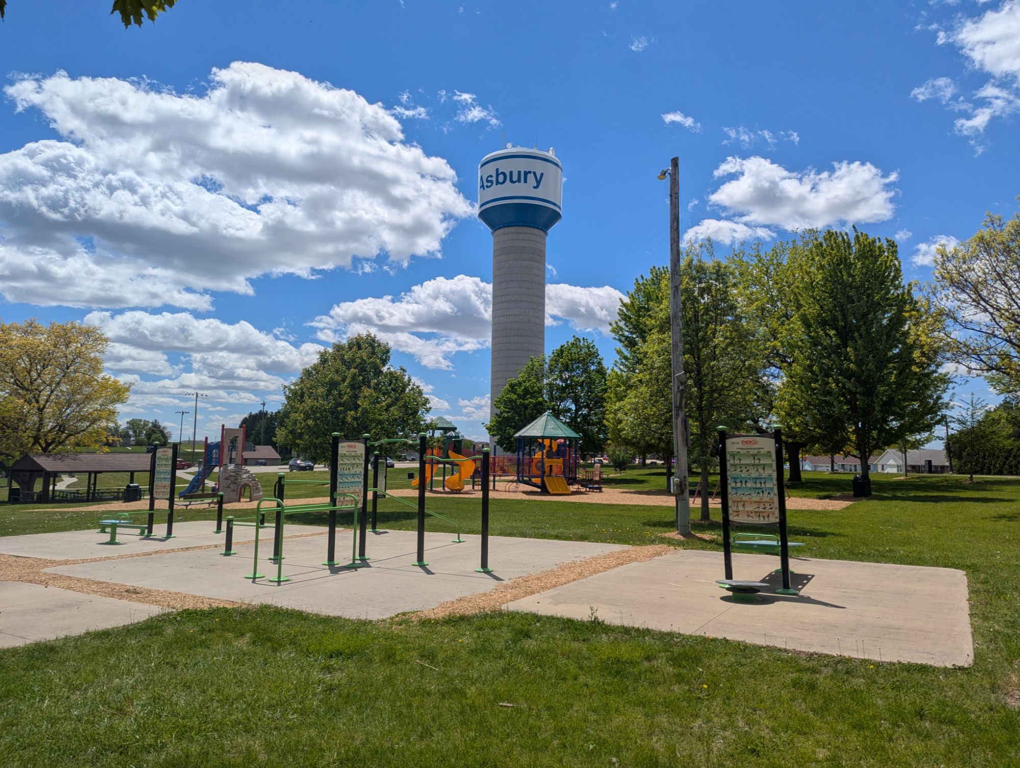 Asbury IA park and water tower