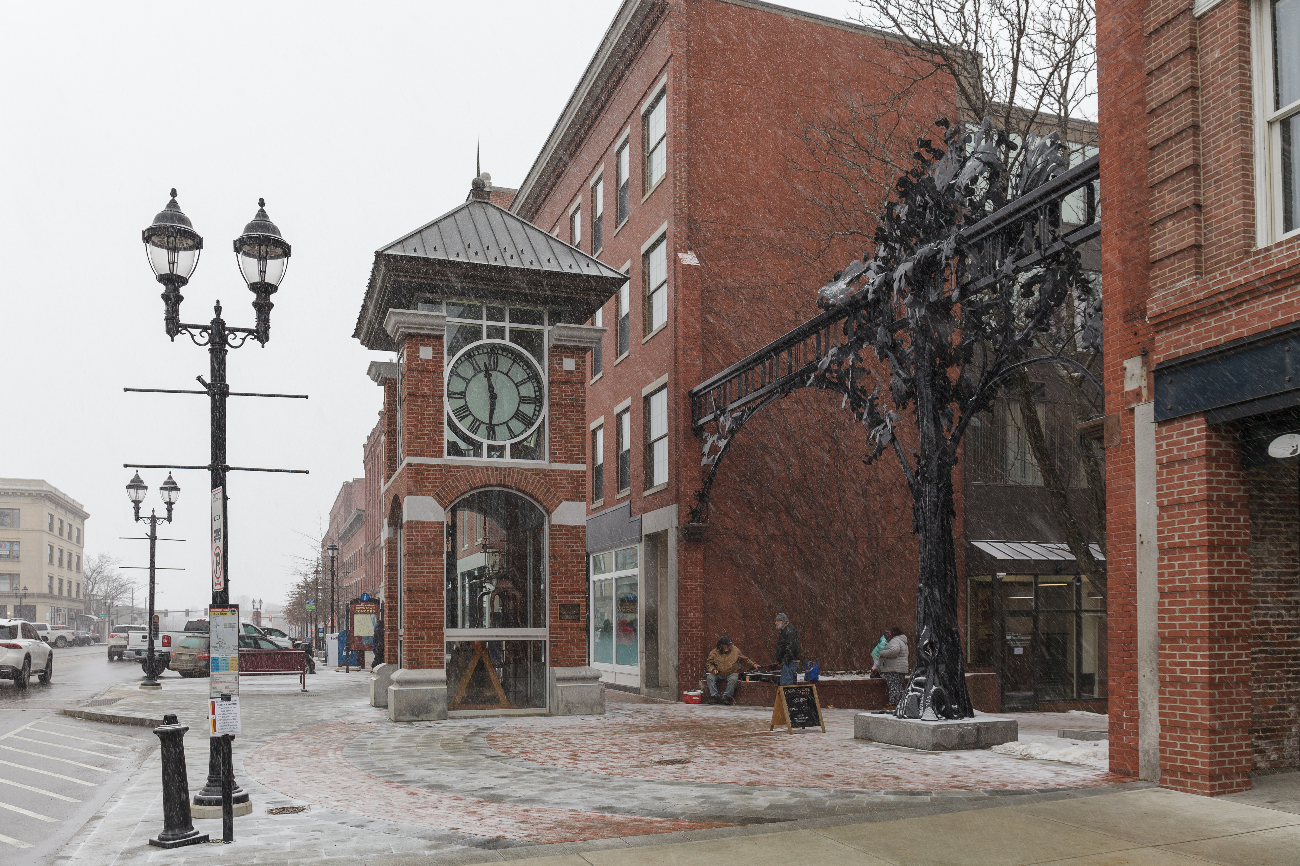Snowy winter morning on Main Street in downtown Concord, New Hampshire