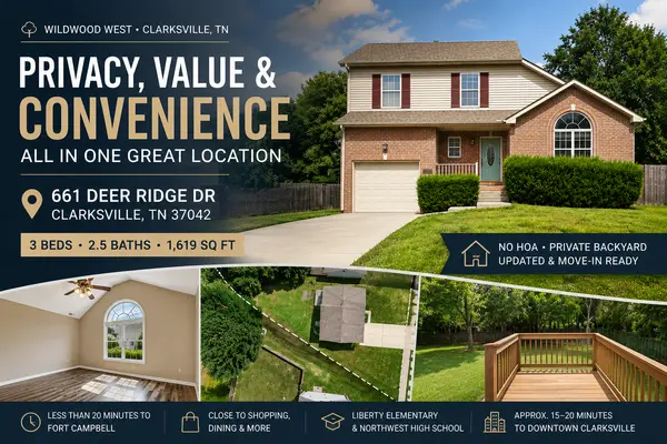 661 Deer Ridge Dr Clarksville TN | No HOA Home Near Fort Campbell,George Scott